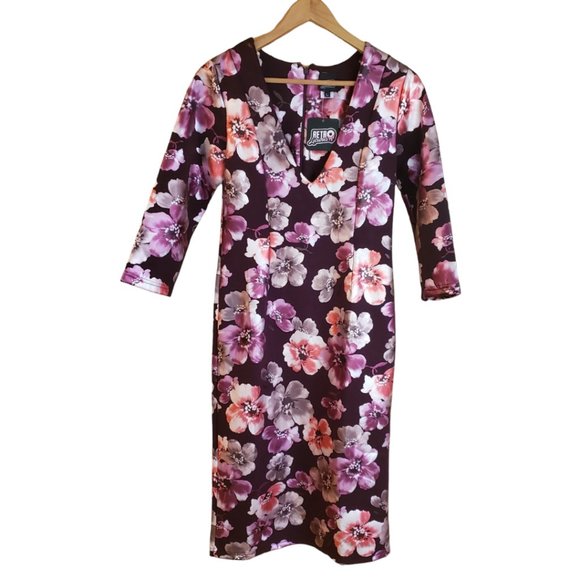 NWT Retrolicious Lana Wiggle Dress Floral Vintage Inspired Retro SZ L - Picture 1 of 4